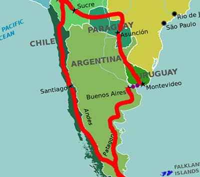 Die Südamerika Route